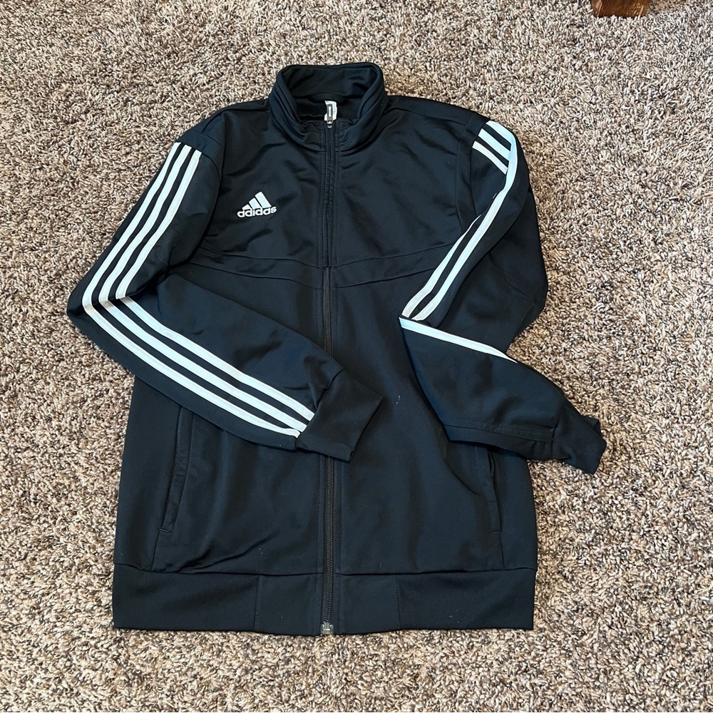 Adidas 3-Stripes Full Zip Track Jacket – Black/White – Size S